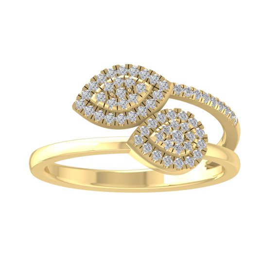 ARAIYA FINE JEWELRY 10K Yellow Gold Round Lab Grown Diamond Marquise and Pear Shape Band Ring (1/4 cttw, VS Clarity, D-E Color) Size 9.5