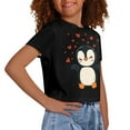 thumbnail image 4 of Uourmeti Penguin Crop Top for Girls 7-8Cute Short Crew Neck Pullover Lightweight Loose Fit Athletic Short Sleeve T-Shirt, 4 of 6