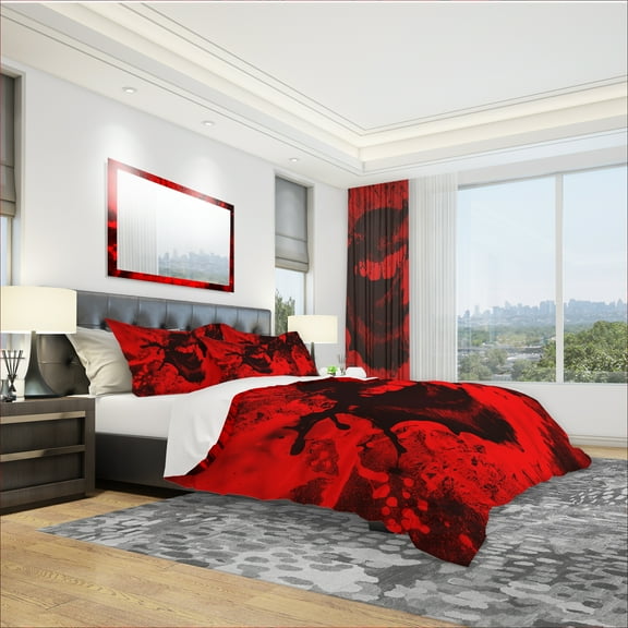 Designart 'Speak Out Red Lips' Modern & Contemporary Duvet Cover Set