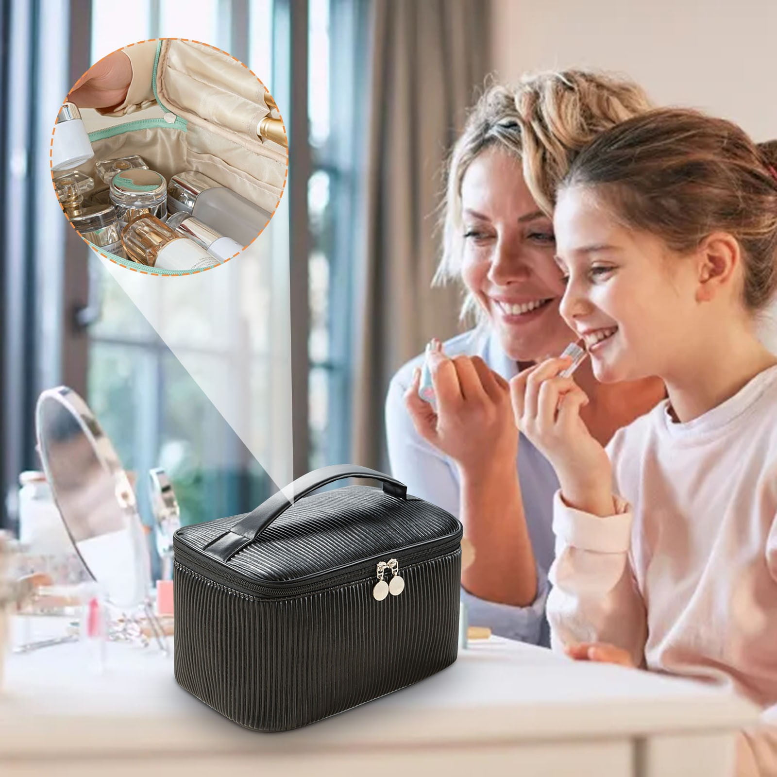 Travel Bags for Women,Travel Makeup Bag,Makeup Bag Pleated Wash