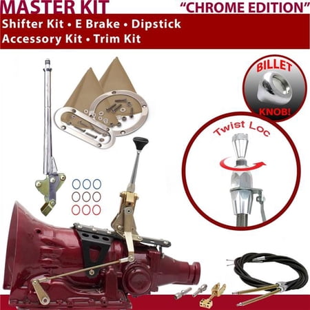 American Shifter 4L60 Shifter Kit Chrome 6 in. E Brake Cable Trim Kit Dipstick for EBB21