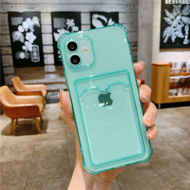 Shockproof Silicone Phone Case For iPhone 12 11 Pro Xs Max lens Protection Case on iPhone SE X Xr 7 8 Plus Card Case Back Cover ( (iPhone12