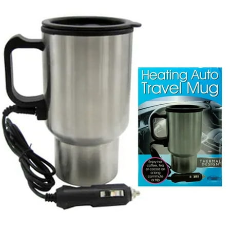 

1 Travel Heated Mug Thermo Stainless Steel Portable Insulated Coffee Car Charger