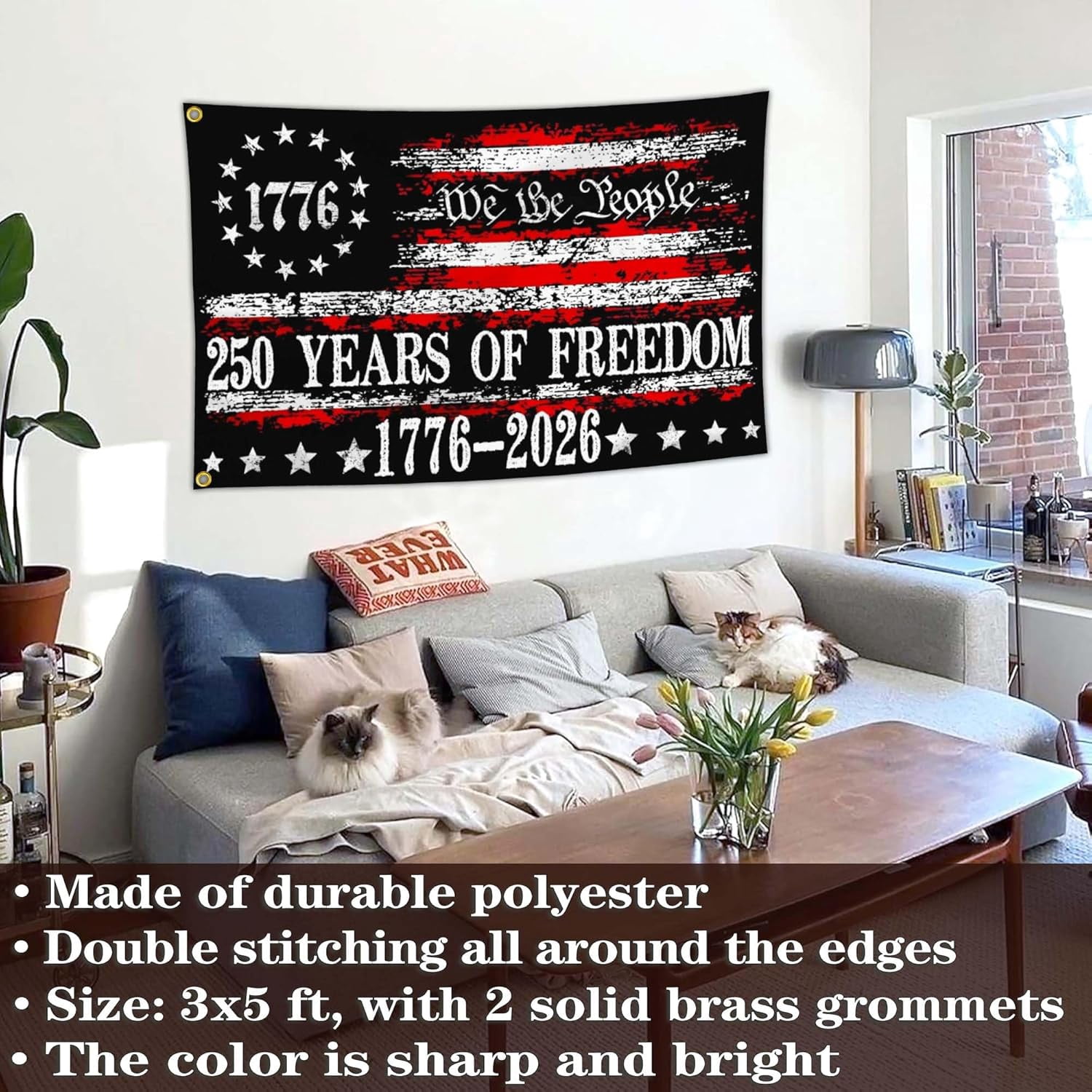 250 Years American Anniversary Flag Betsy Ross 250th Anniversary USA Flag 4th of July We The People 1776 Patriotic American Flags for Outside 3x5 Outdoor Yard Decorations