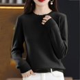 thumbnail image 2 of Loose Fit Lace Trim Knit Pullover Sweater Long Sleeve Lightweight For Fall And Winter Seasons Casual Comfort Wear, 2 of 4