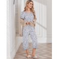 thumbnail image 4 of Ekouaer Womens Pajama Sets Soft Cotton Pj Short Sleeve Top with Capri Pants Sleepwear 2 Piece Print Loungewear, 4 of 5