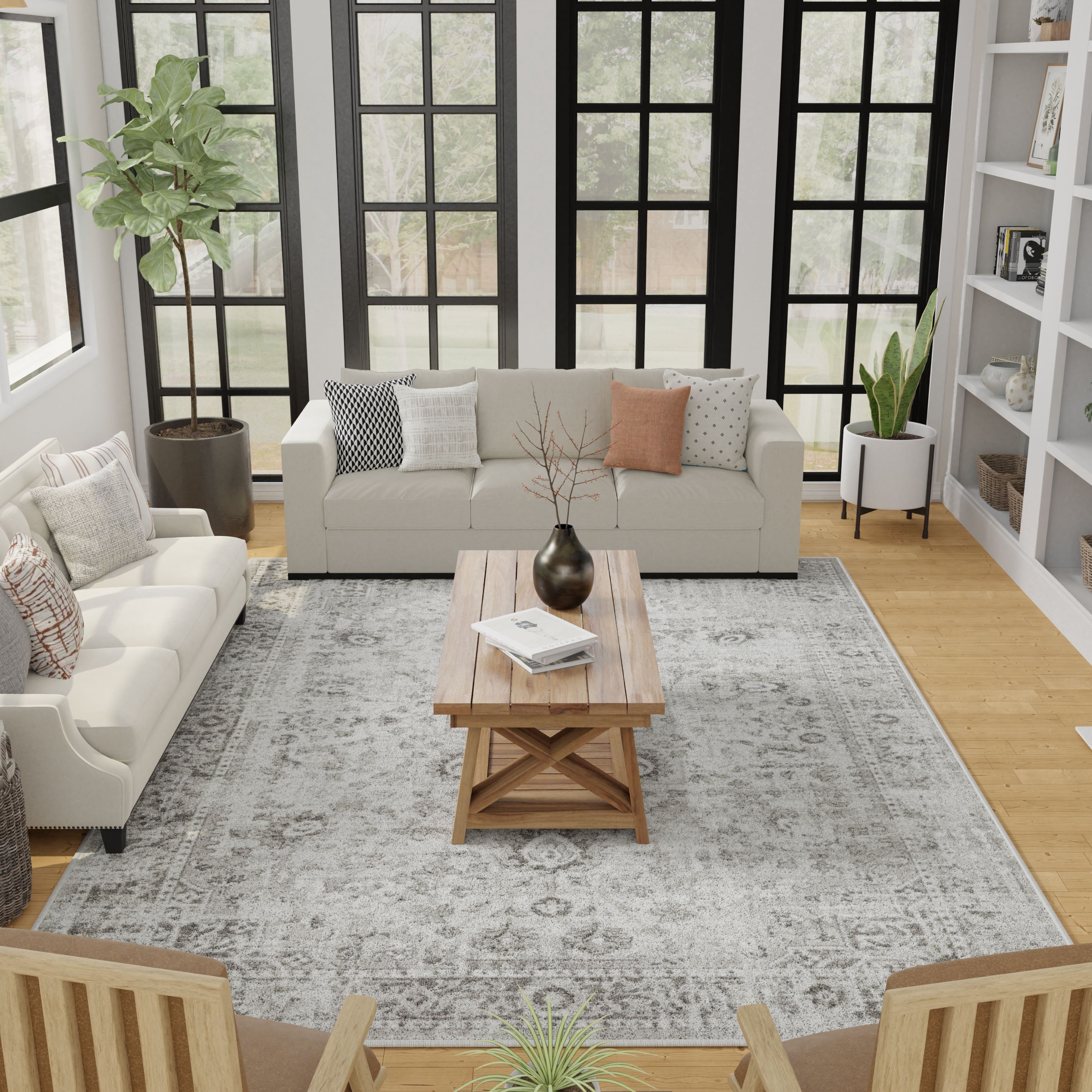 Loomaknoti Rhane Aleckan 9' x 12' Gray Oriental Indoor Polyproylene Area Rug