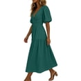 thumbnail image 7 of Iyufng Long Summer Puff Sleeves Dresses for Women V-Neck with Fitted Waist and Back Zipper, 7 of 7