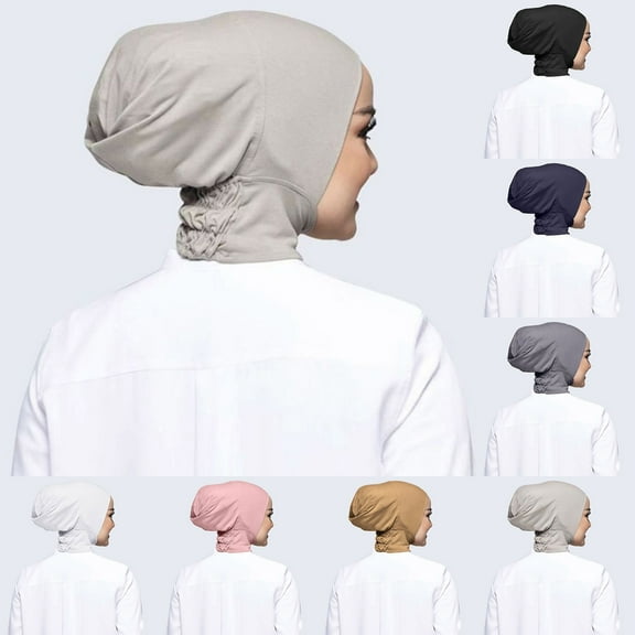 LSQii Women Hijab Undercap Casual Lightweight Breathable Turban Elastic Beanie Stretch Solid Color Islamic Muslim Inner Under Scarf (Black) Head Scarf Daily Wear Outdoor
