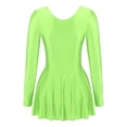 thumbnail image 4 of Zaldita Women's Long Sleeve Skirted Leotard Ballet Dance Dress Glossy Silky Gymnastic Yoga Bodysuits Fluorescent Green XL, 4 of 7