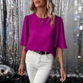 thumbnail image 4 of Eres Más Que una Camisa de Puntuación de Prueba Moda Casual Blusa de Poliéster de Cuello Redondo para Camisas de Manga Corta de las Mujeres, 4 of 5