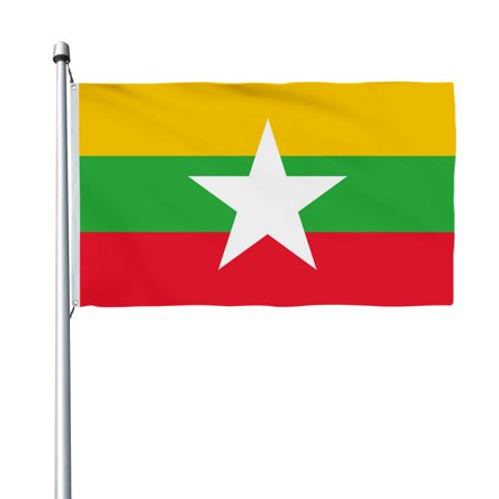 Aihccy Myanmar Flag with Brass Grommets Size - 3x5Ft