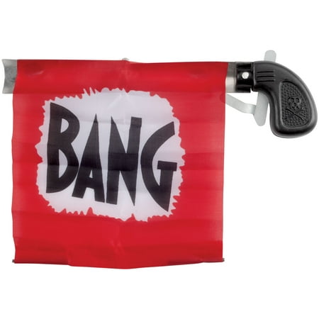 Star Power Starter Prank Bang Gun Flag Pistol, Black Red,