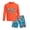 Orange/Teal Palm Trees, variant on Boys Rash Guard Swim Set - UPF 50+ Long Sleeve Shirt & Board Shorts, 2 Piece/4 Piece