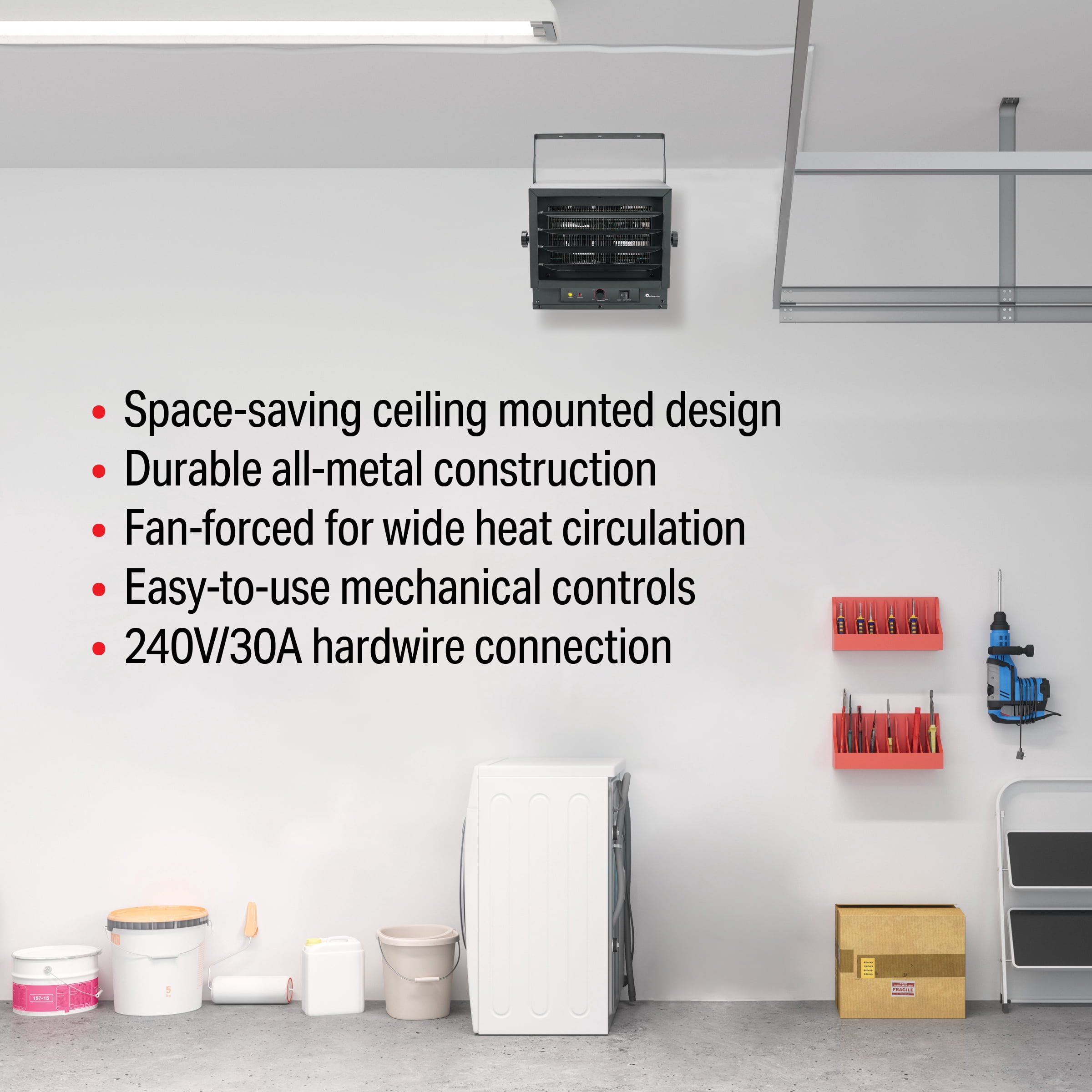 Mr. Heater 5000/4000/3000W 240V Electric Garage Heater with Adjustable Louvers