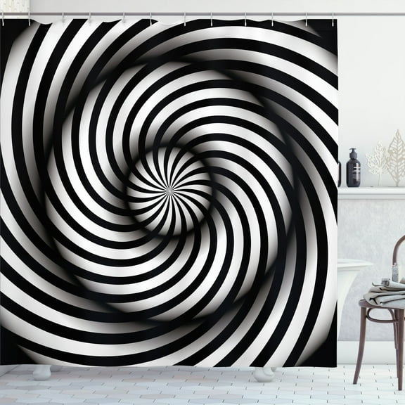 Ambesonne Spires Shower Curtain, Black and White Swirl, 69"Wx84"L, Black White
