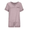 thumbnail image 5 of XuJwPNcy Womens 2 Piece Satin Pajama Sets V Neck Short Sleeve Shirts with Shorts Sleepwear Set Pjs Lounge Outfits, 5 of 7