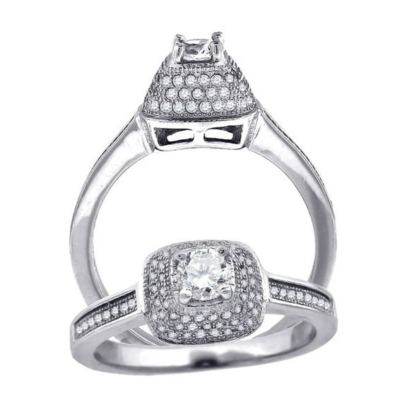 925 Sterling Silver Womens Cubic Zirconia Square Head Engagement Ring Size 8 Engagement Ring for Women