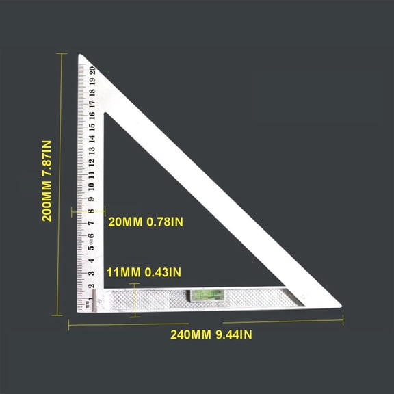 Leeye High Precision Carpenter Square, 6 Inch Steel Triangle Ruler 45/90 Degree Angle for Woodworking, Aluminum Alloy Marking & Measuring Tool, Silver