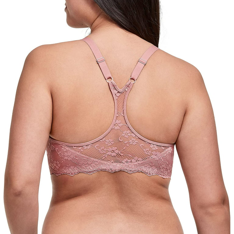 Maidenform Womens Pure Genius T-Back Bra with Lace, 38D, Misted Rose 