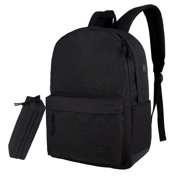 Mochila escolar ligera SUPACOOL con estuche para lápices, color negro