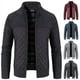 thumbnail image 2 of Chaqueta de otoño e invierno para hombre, chaqueta con forro polar y cuello grueso, chaqueta de punto con costura para hombre, chaqueta tipo cárdigan cálida, 2 of 5