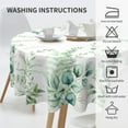 thumbnail image 4 of Spring Leaf Tablecloth 60Inch Round Watercolor Sage Green Eucalyptus Leaves Floral Print Table Cloth Cover Reusable Heat Resistance for Kitchen Dining Indoor Outdoor Decor, 4 of 6