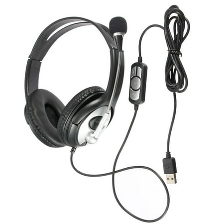 Headband Stereo Headphones - Noise cancelling Surround Sound USB Stereo Super Bass Headband Headphone Headset Mic Volume Control for PC Laptop with Microphone