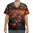 thumbnail image 4 of MLQIDK Halloween Scrubs for Men Short Sleeve Pumpkin Ghost Bat Printed Nurse Uniforms V-Neck Funny Scrub Shirts Big and Tall Fun Workwear Earthy Yellow XL, 4 of 4
