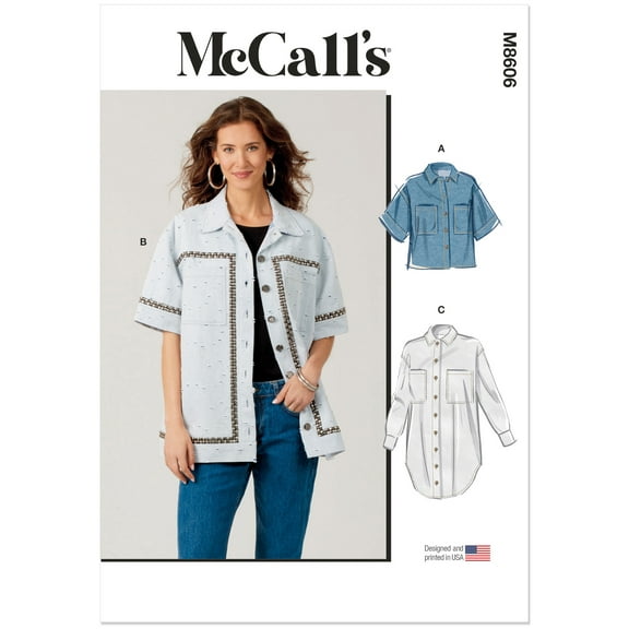 McCall's Sewing Pattern 8606 - Misses' Shirt with Sleeve and Hemline Variations, Size: U5 (16-18-20-22-24)