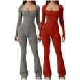 thumbnail image 2 of Combinaisons pour Femmes, 2 Pcs Mode Décontractée Couleur Unie Taille Ajustée Pantalons Longs, 2 of 5