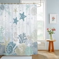 thumbnail image 4 of Coastal Coral Shower Curtains for Bathroom, Summer Beach Conch Starfish Ocean Waterproof Fabric Shower Curtain, Decorative Bathroom Curtain for Bathtub, 66"x72" , No Hooks Included, 4 of 9