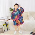 thumbnail image 6 of FORMRS Wearable Blanket Hoodie with Sleeves for Kids Cozy Flannel Sweatshirt, Colorful Art Leaves Pattern, 6 of 7