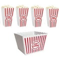thumbnail image 4 of Popcorn Bowl Plastic Classic Tub Red & White Striped, Movie Night Theater Bucket Reusable Set of 5, 4 of 6