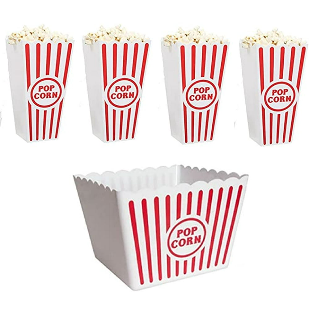 Popcorn Bowl Plastic Classic Tub Red & White Striped Container