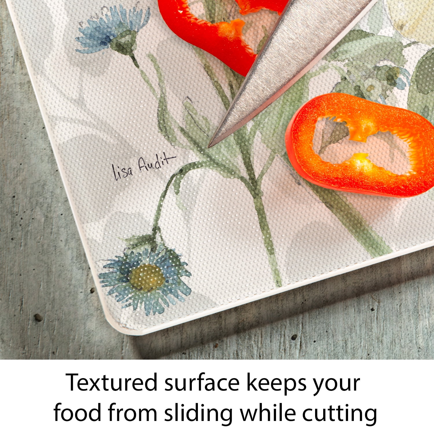 CounterArt Spring Meadow 3mm Tempered Glass Cutting Board 15" x 12"