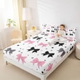 thumbnail image 4 of Erosebridal Kawaii Princess Bow Bed Sheets for Boys Girls, Cute Star Print King Sheets, 4-Piece, 4 of 6