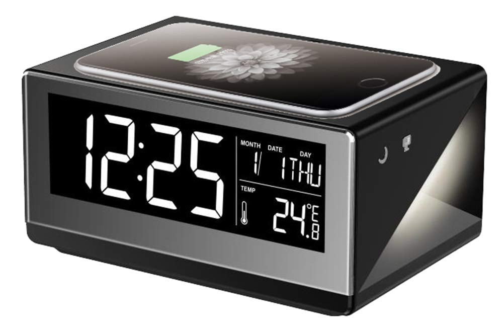 Boytone BT12B Fast Wireless Charging Digital Alarm Clock with