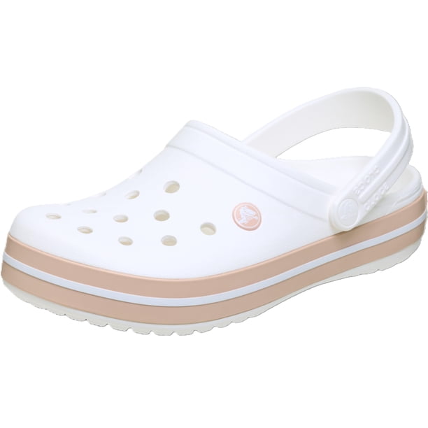 Zuecos Crocs Crocband Unisex Blanco y Rosa Talla 11W 9M