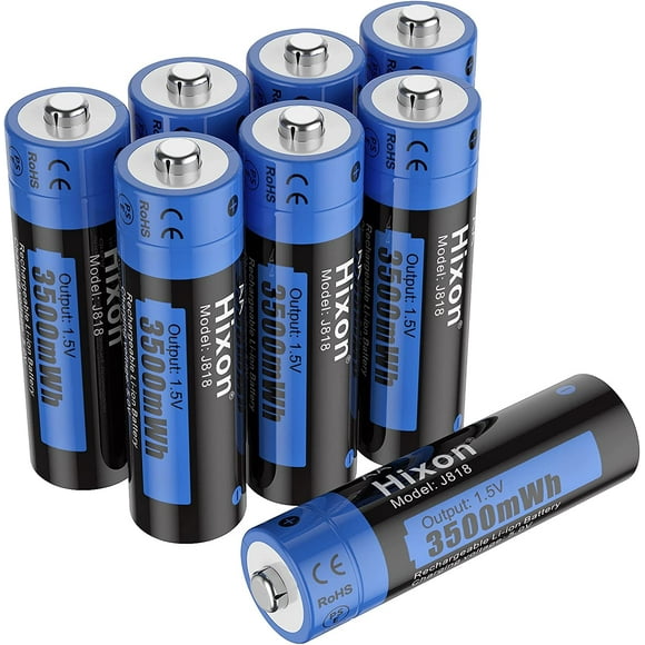 AIR-1.5V AA Rechargeable Batteries, 3500mWh High-Capacity Rechargeable Lithium AA Batteries,8 Counts Double AA Battery 1600 Cycles,3A Max Output Current