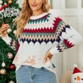 thumbnail image 2 of Navidad suéter cuello redondo cómodo mujeres manga larga suéter para la escuela vacaciones citas compras beige M, 2 of 6