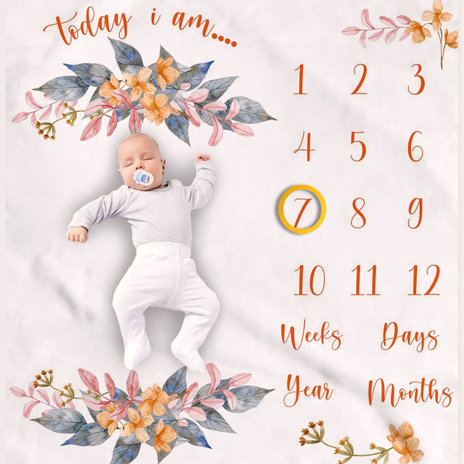 Baby Milestone Blanket Washable Baby Month Blanket Soft Lightweight 100x100cm For Photography Walmart