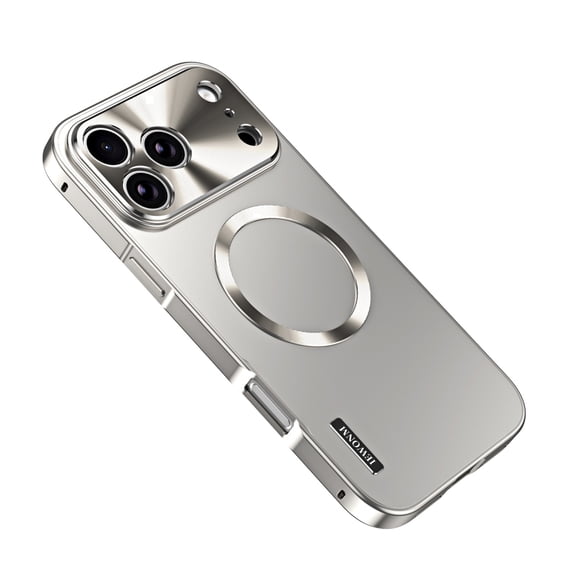 For iPhone 17 Pro Case Compatible with MagSafe, Camera Lens Protection, Electroplated Metallic Slim Fit Magnetic Cover, Shockproof Bumper Protective Case for Men and Women,Titanium
