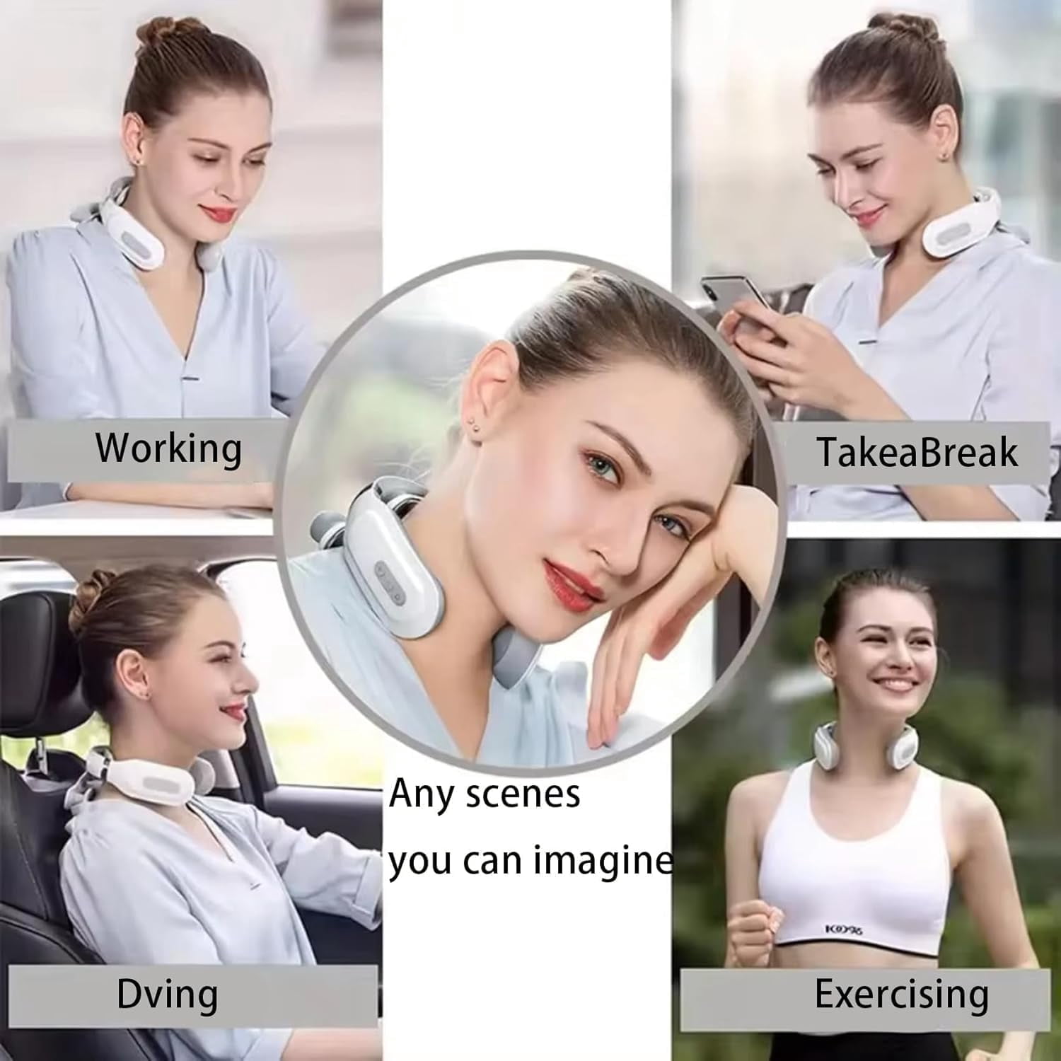 Meonlin Magic 2.0 Neck Massager, Back Massager, 2025 New 4 Head Heated Electric Portable Neck Massager, 6 Modes & 14 Levels, for Neck Back (White)