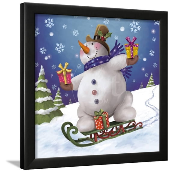Snowman, Scenic Seasons Framed Art Print Wall Art by DBKArt Licensing Sold by Art.Com