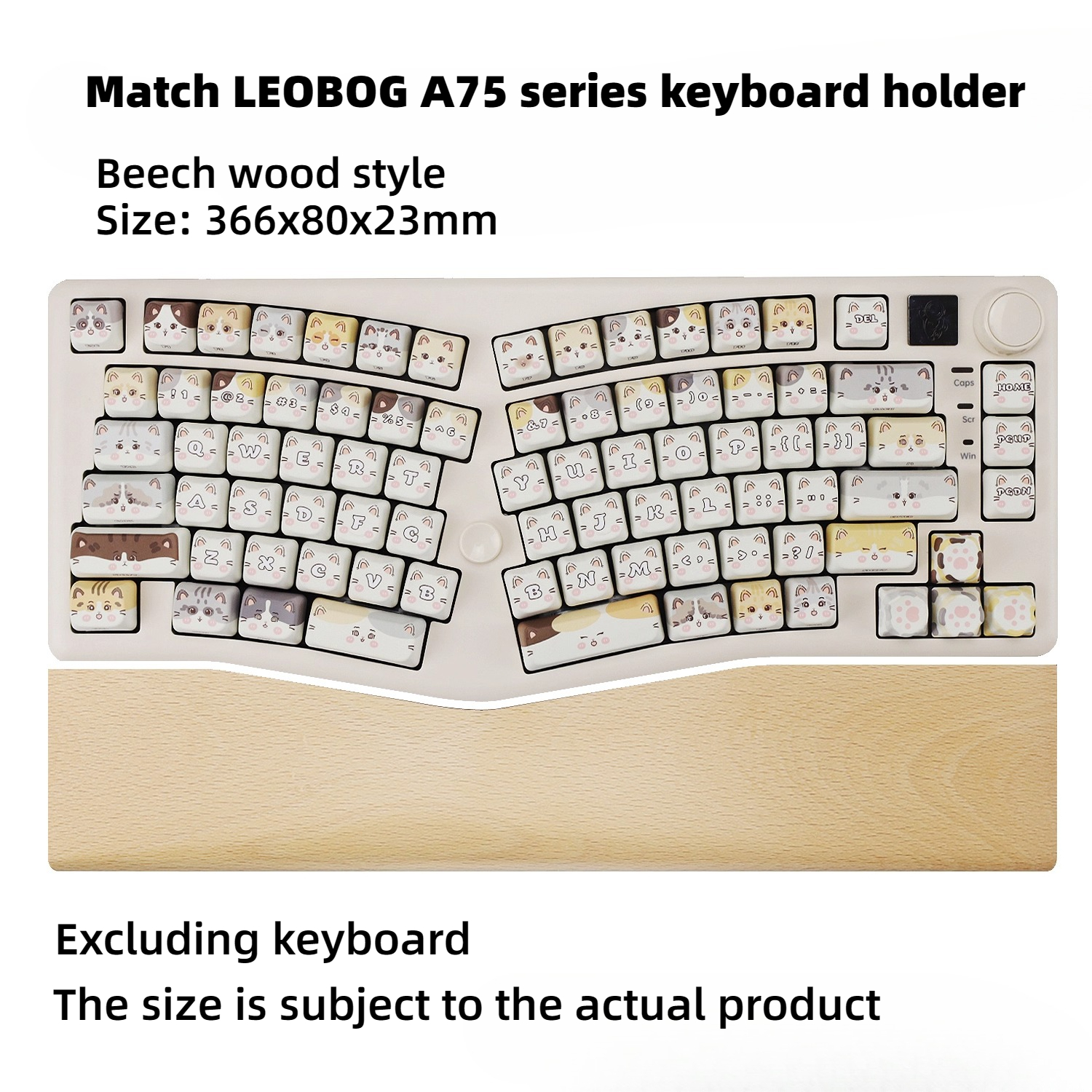 Solid Walnut Keyboard Wrist Rest for Leobog A75 & Hi75 Hi8 Hi98, Ergonomic Alice Layout Palm Rest