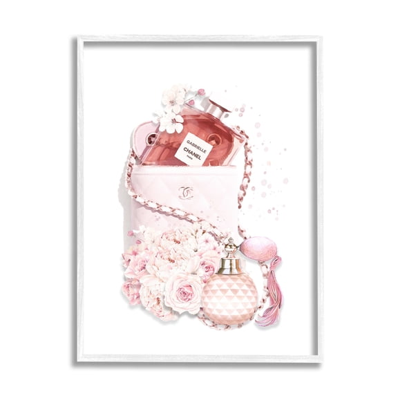 Stupell Industries Pink Designer Bag with Chic Florals Paint Splatter, 16 x 20, Designed by Ros Ruseva