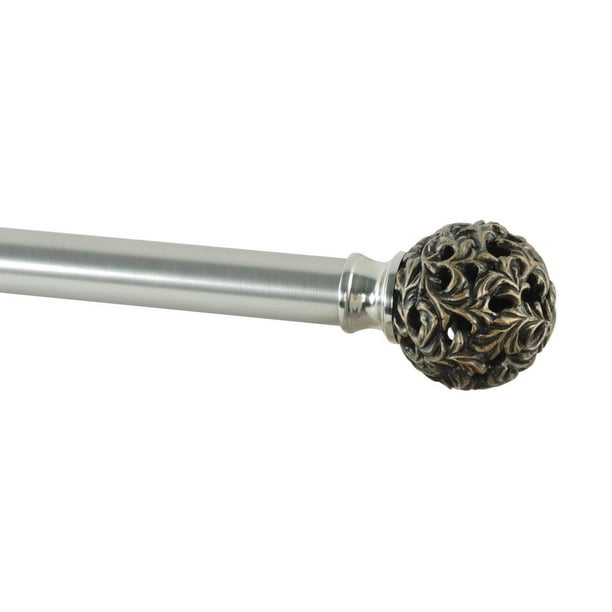 72"144" ADJUSTABLE BRUSHED NICKEL SINGLE 1 INCH DIA. CURTAIN ROD