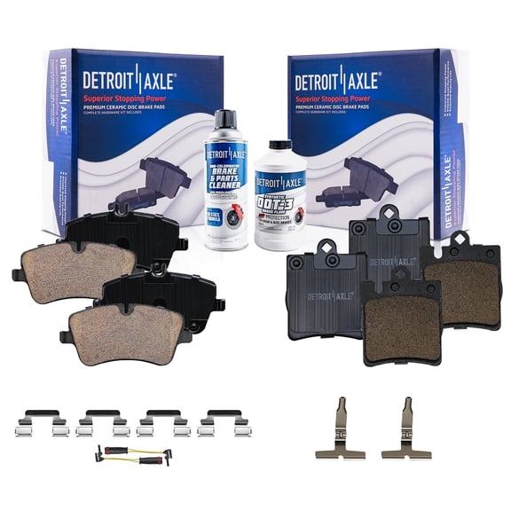 Detroit Axle - Front Rear Brake Pads for 2003-2004 Mercedes-Benz C230, 2003-2005 C240, 2006-2007 C280, 2001-2005 C320, 2006-2007 C350, 2003-2005 CLK320, 2006-2009 CLK350