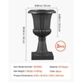 thumbnail image 4 of Plastic Urn Planters, 9.8 x 16.5 Inch, 2 Pack Black Classic Flower Pots Front Porch Planters, Indoor & Outdoor Vase for Wedding, Party, Event, Home, Stage, Garden, Balcony, Patio Decoration, 4 of 7
